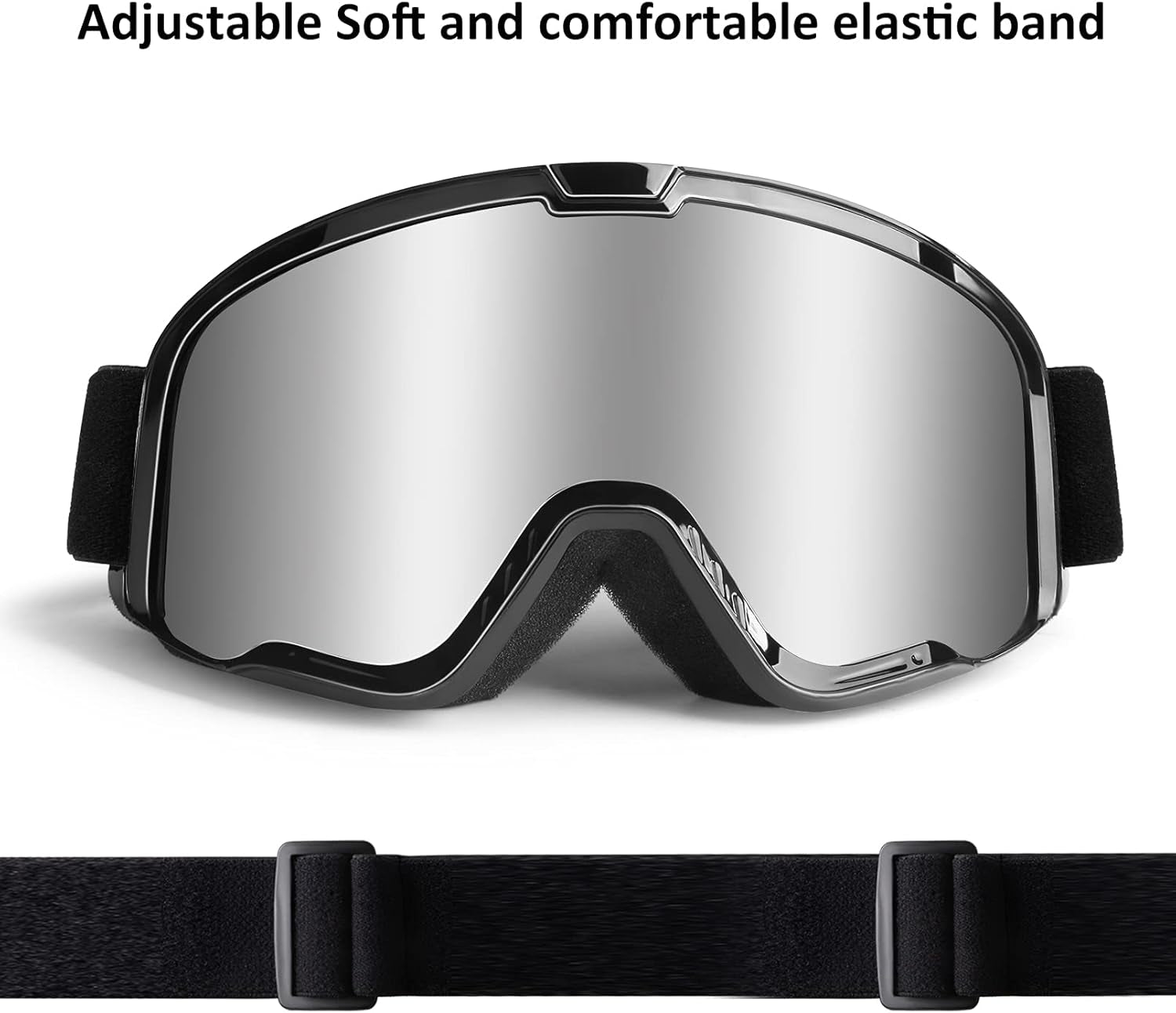 Motocross Goggles for Adult ATV, Motorcycle, Dirtbike & Offroad | UV400， Anti-Scratch, Dustproof， Silver MX Goggles