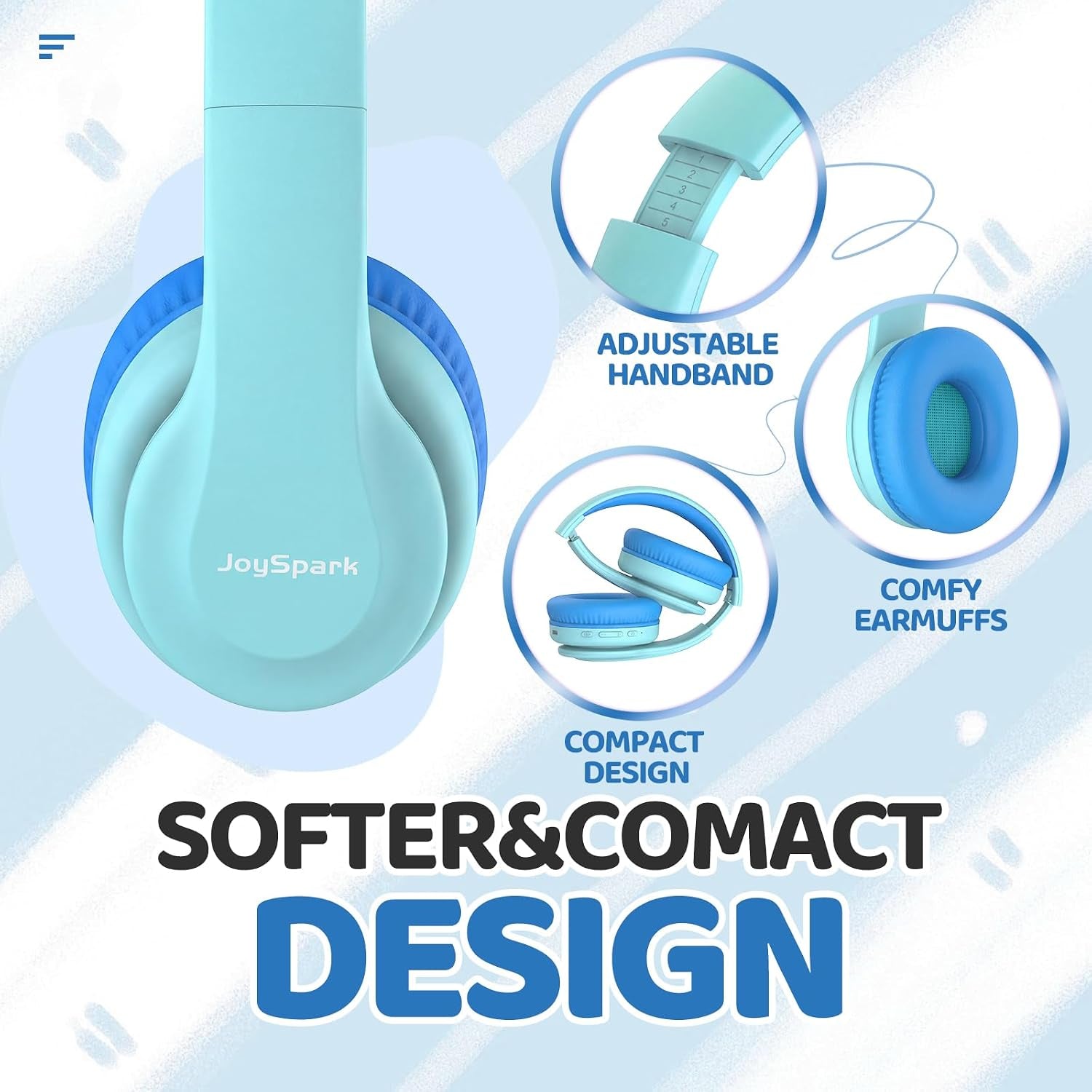 Kids Bluetooth Headphones Over-Ear, 60Hrs, Built-In Mic-Macaron