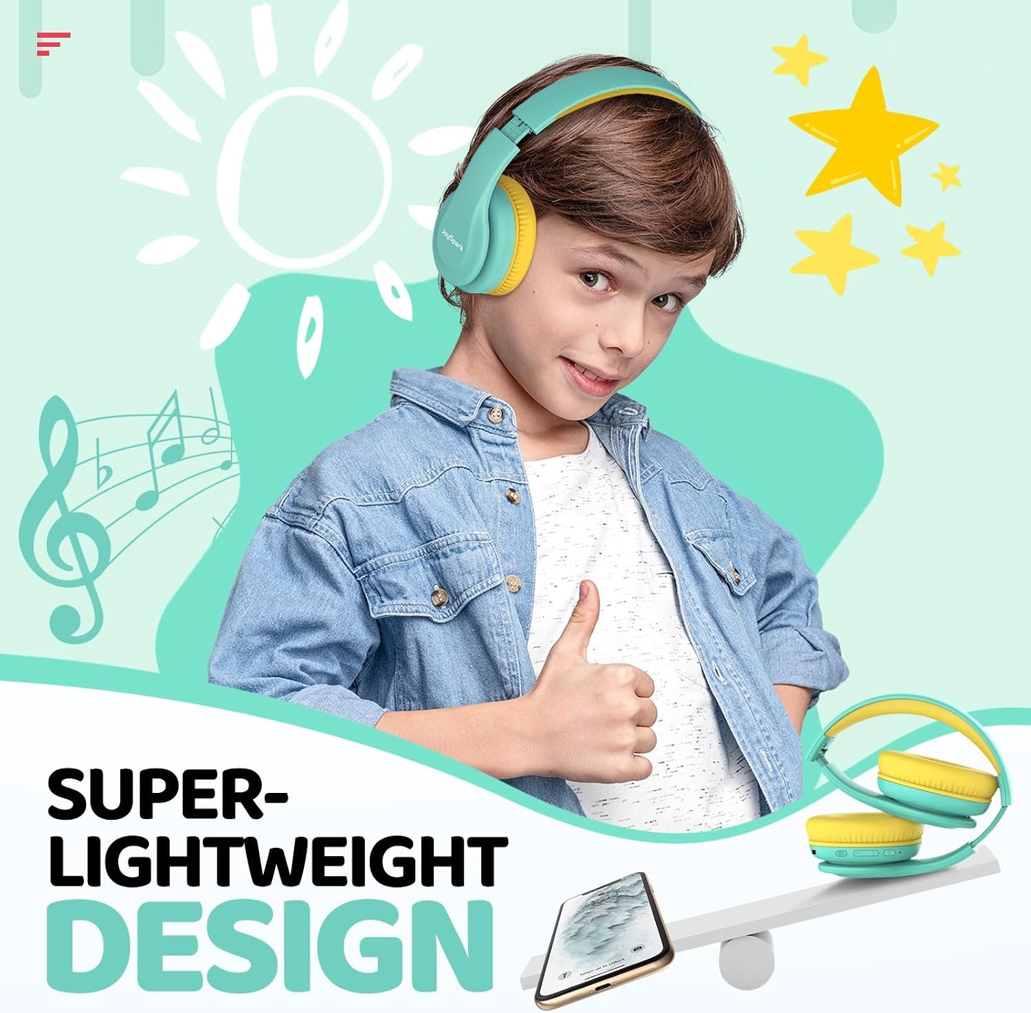 Kids Bluetooth Headphones Over-Ear, 60Hrs, Built-In Mic-Green