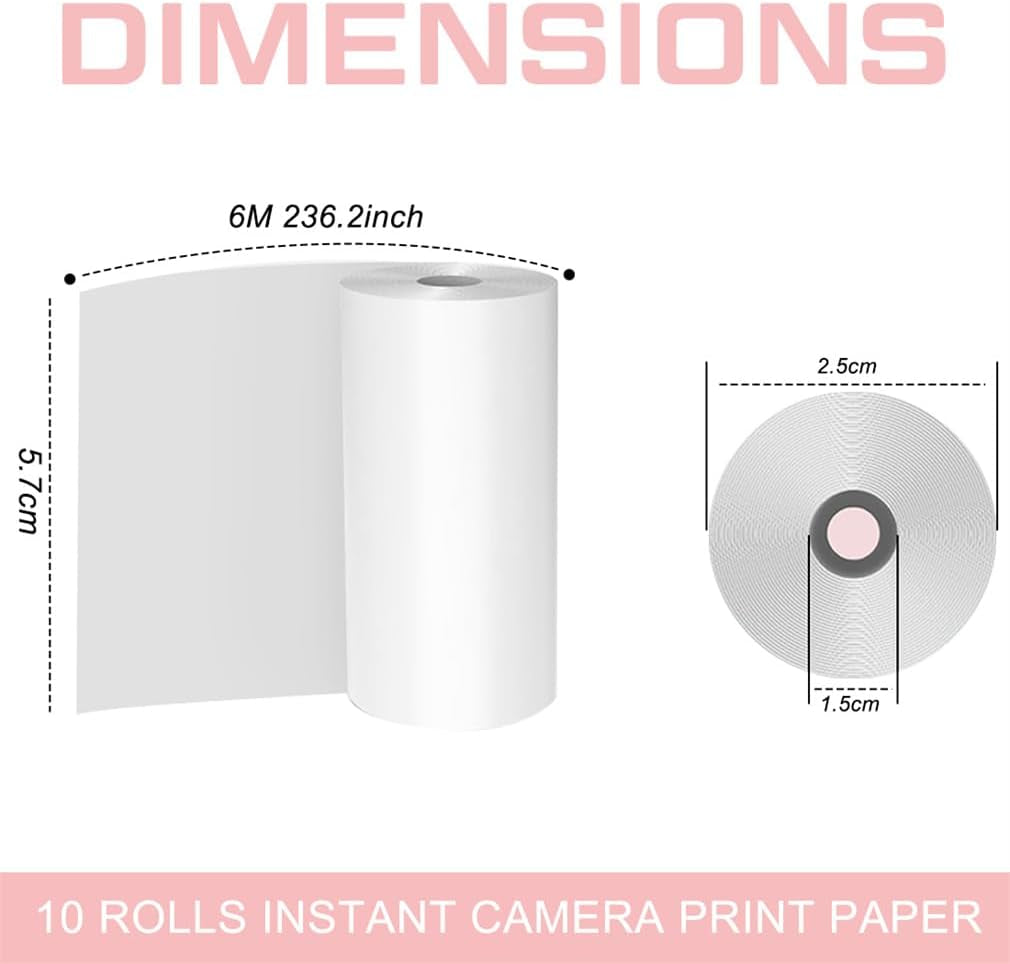 Thermal Print Camera Paper Rolls Thermal Paper for Kids Camera Refill Print Paper 12 Rolls White Printing Paper Till Rolls for Credit Card Instant Print Camera