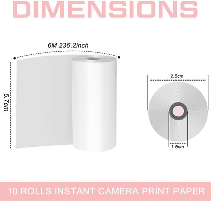Thermal Print Camera Paper Rolls Thermal Paper for Kids Camera Refill Print Paper 12 Rolls White Printing Paper Till Rolls for Credit Card Instant Print Camera