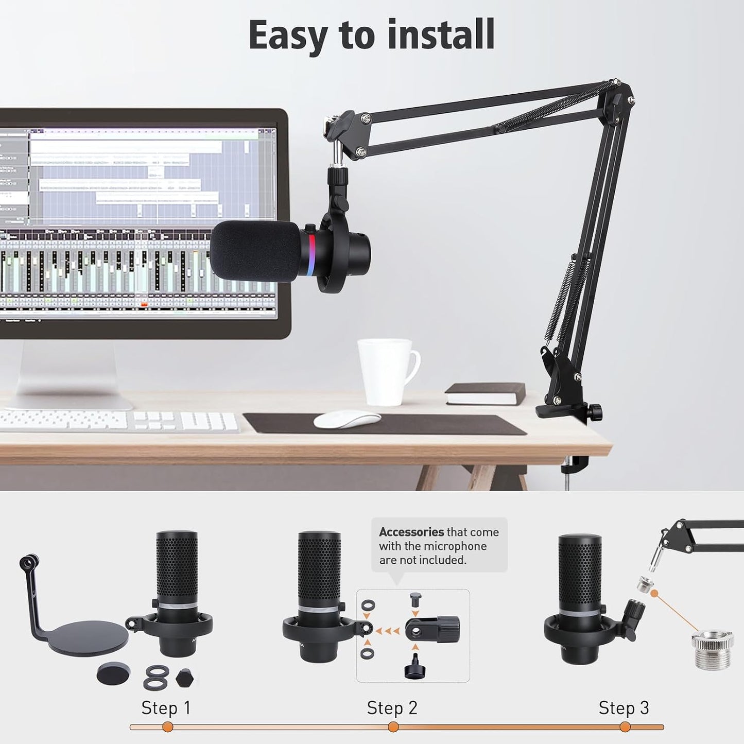 Hyperx Duocast Boom Arm - Hyperx Microphone Arm Compatible with Hyperx Duocast, Mic Arm with Microphone Cover, Improve Sound Quality, Microphone Arm for Duocast by