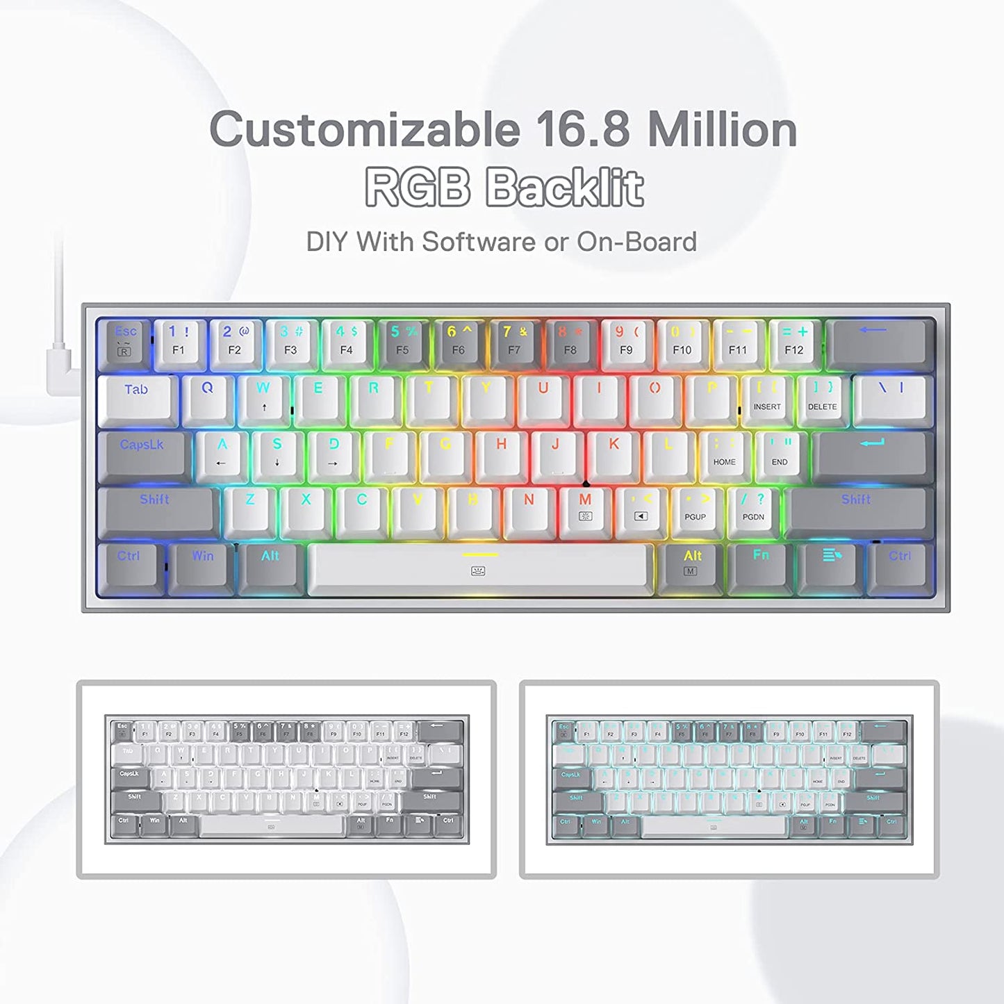 K617 Wired 60% Compact Hot-Swap RGB Gaming Mechanical Keyboard | 61 Keys Design for More Room to Aim, Swap-Ready Socket for Mod, Vibrant 20-Mode Lighting Hype Vibing, Pro Software Supported