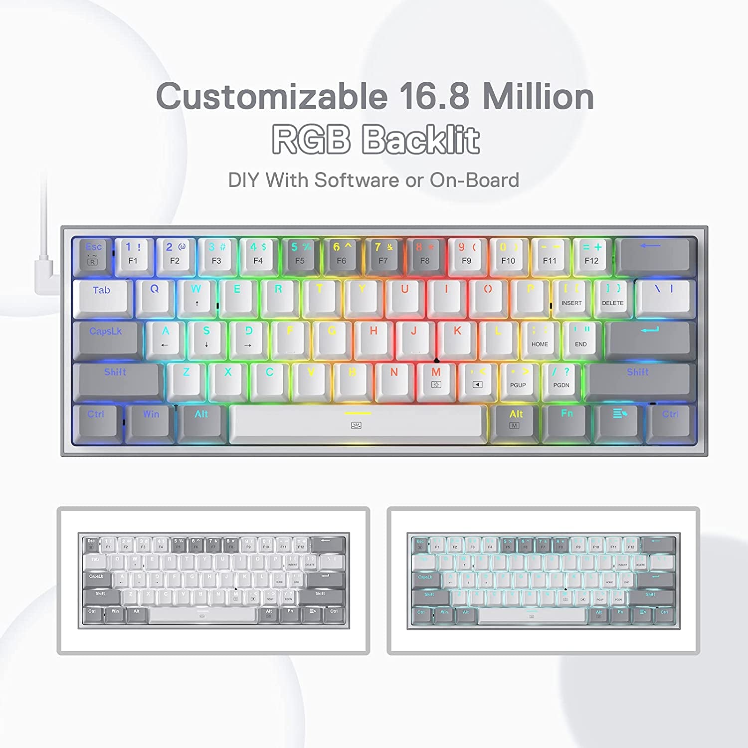 K617 Wired 60% Compact Hot-Swap RGB Gaming Mechanical Keyboard | 61 Keys Design for More Room to Aim, Swap-Ready Socket for Mod, Vibrant 20-Mode Lighting Hype Vibing, Pro Software Supported