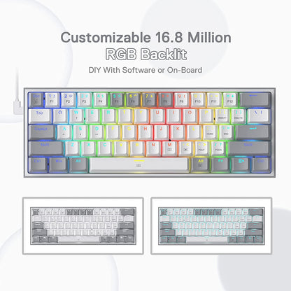 K617 Wired 60% Compact Hot-Swap RGB Gaming Mechanical Keyboard | 61 Keys Design for More Room to Aim, Swap-Ready Socket for Mod, Vibrant 20-Mode Lighting Hype Vibing, Pro Software Supported