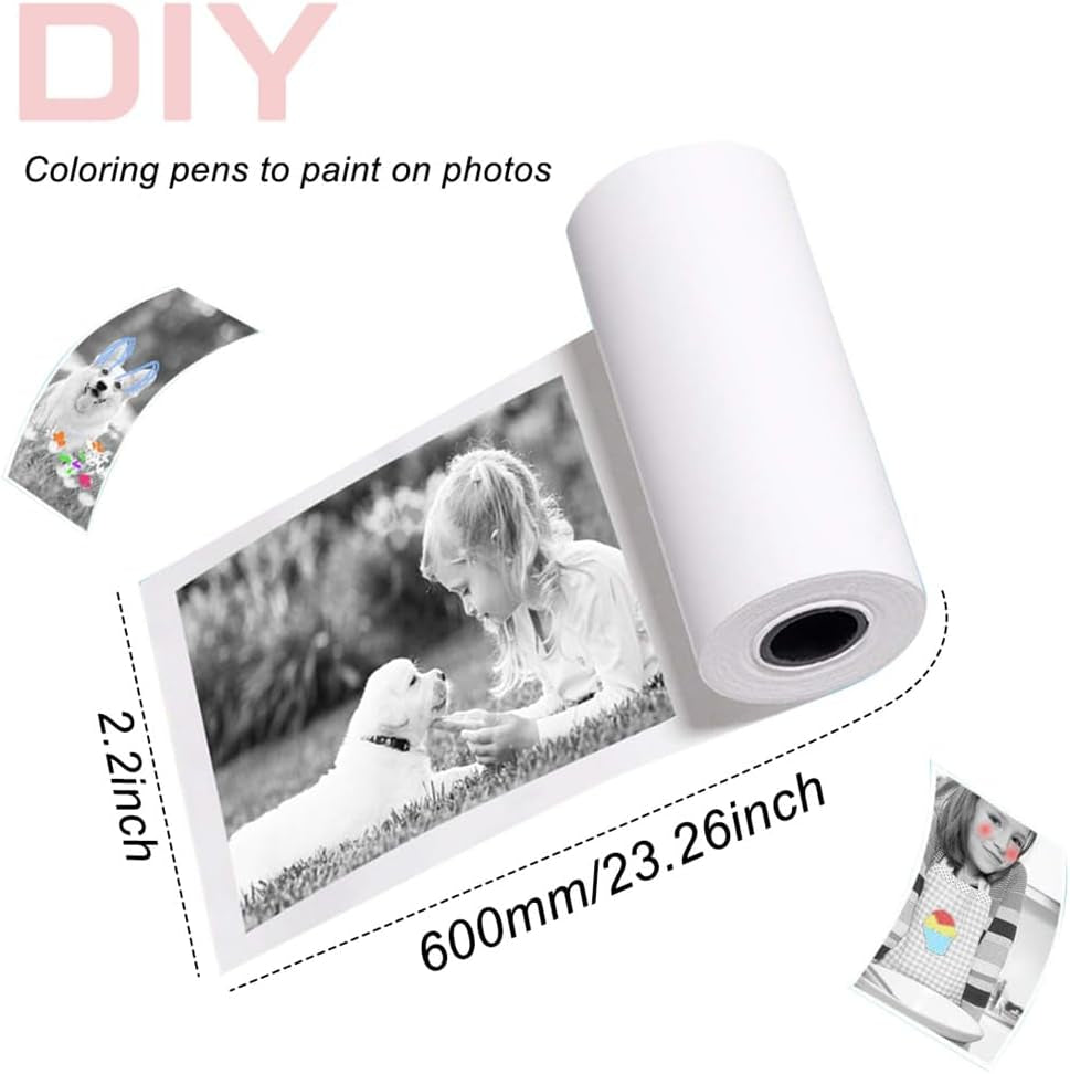 Thermal Print Camera Paper Rolls Thermal Paper for Kids Camera Refill Print Paper 12 Rolls White Printing Paper Till Rolls for Credit Card Instant Print Camera