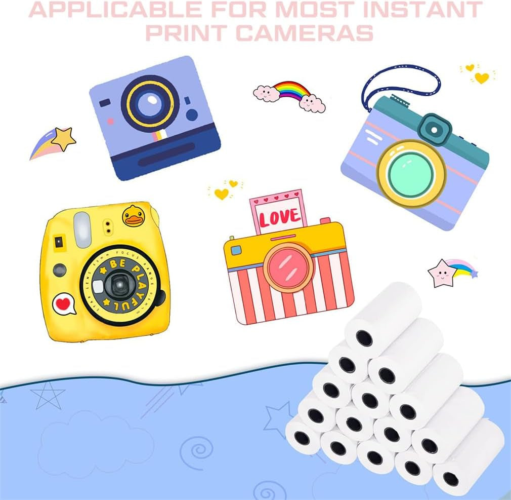 Thermal Print Camera Paper Rolls Thermal Paper for Kids Camera Refill Print Paper 12 Rolls White Printing Paper Till Rolls for Credit Card Instant Print Camera