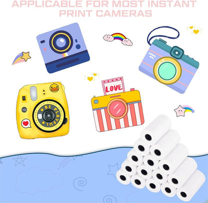 Thermal Print Camera Paper Rolls Thermal Paper for Kids Camera Refill Print Paper 12 Rolls White Printing Paper Till Rolls for Credit Card Instant Print Camera
