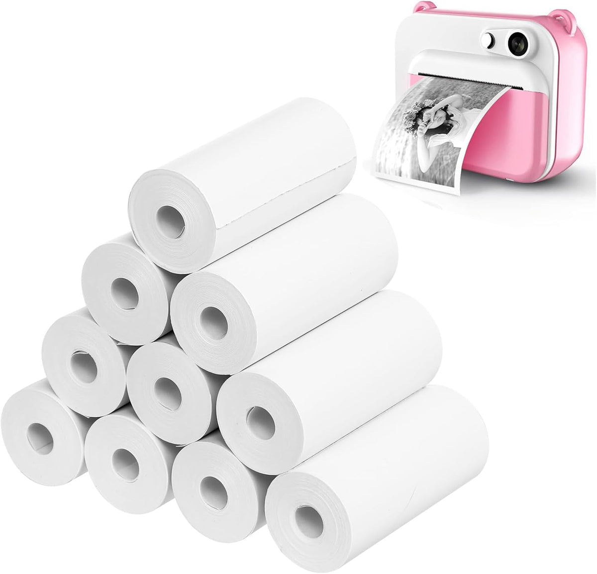 Thermal Print Camera Paper Rolls Thermal Paper for Kids Camera Refill Print Paper 12 Rolls White Printing Paper Till Rolls for Credit Card Instant Print Camera