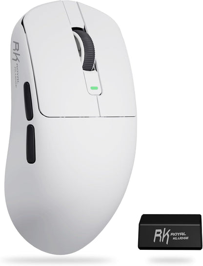 RK M3 Gaming Mouse with 42000 DPI PAW3950 Optical Sensor 47G Lightweight Tri-Mode 2.4G/Usb-C/Bluetooth Wireless Mouse 8000Hz Polling Rate with 5 Programmable Buttons White