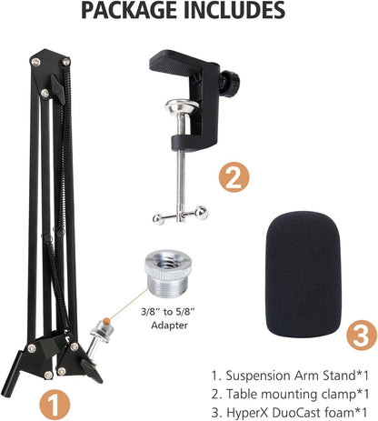 Hyperx Duocast Boom Arm - Hyperx Microphone Arm Compatible with Hyperx Duocast, Mic Arm with Microphone Cover, Improve Sound Quality, Microphone Arm for Duocast by