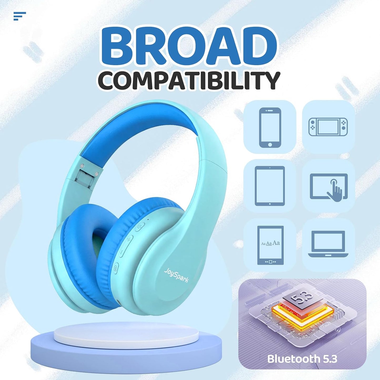 Kids Bluetooth Headphones Over-Ear, 60Hrs, Built-In Mic-Macaron