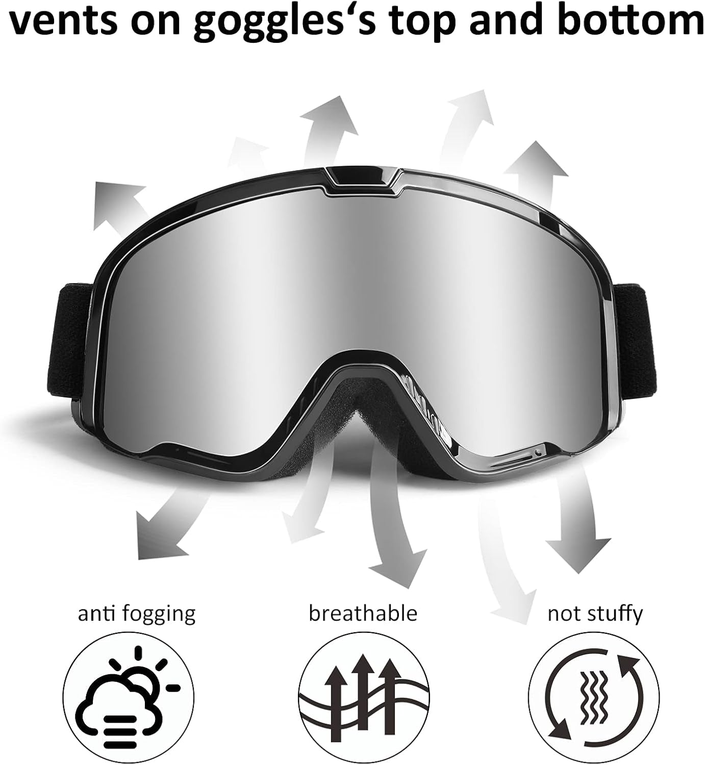 Motocross Goggles for Adult ATV, Motorcycle, Dirtbike & Offroad | UV400， Anti-Scratch, Dustproof， Silver MX Goggles
