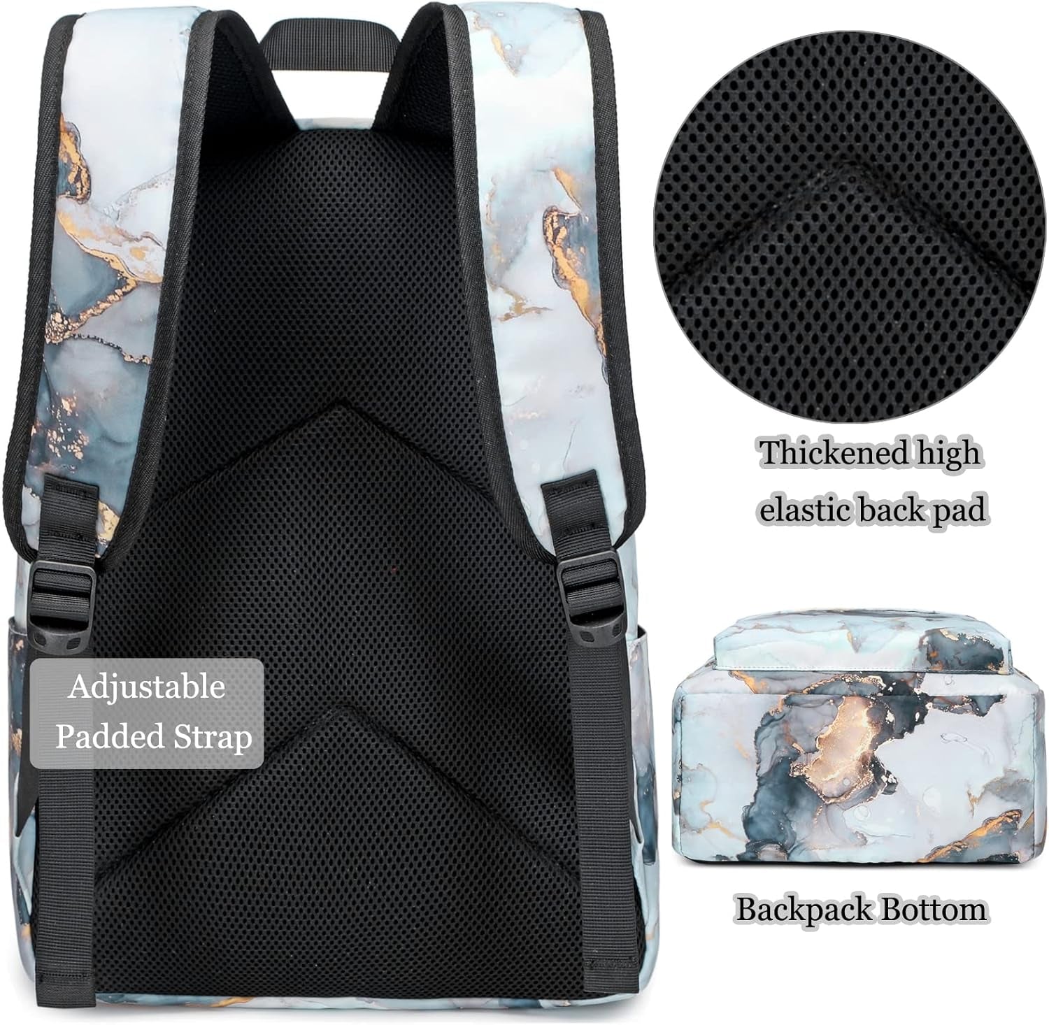 Backpack for Girls, Marble Girls Backpack with Lunch Box Kids School Bag Travel Back Packs