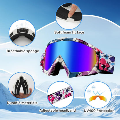 Motocross Goggles ATV Dirtbike Riding Racing Eyewear Windproof Glasses | Eye Protection Safety Goggles, for Youth Men & Women, UV400, Anti-Fog Scratch Lens, Impact Resistant
