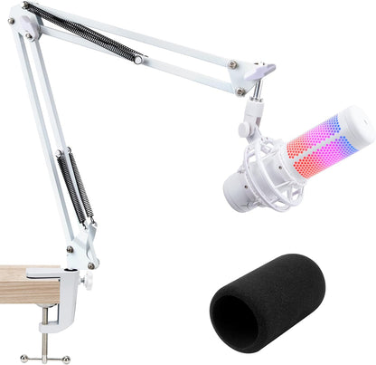 For Hyperx Quadcast S White Boom Arm - White Mic Arm Compatible with Hyper X Quadcast, Microphone Boom Arm with Pop Filter, Improve Sound Quality, Mic Boom Arm for Hyperx Quadcast by