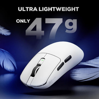 RK M3 Gaming Mouse with 42000 DPI PAW3950 Optical Sensor 47G Lightweight Tri-Mode 2.4G/Usb-C/Bluetooth Wireless Mouse 8000Hz Polling Rate with 5 Programmable Buttons White