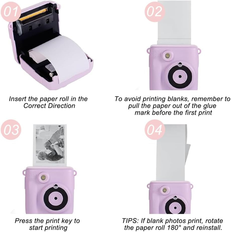 Thermal Print Camera Paper Rolls Thermal Paper for Kids Camera Refill Print Paper 12 Rolls White Printing Paper Till Rolls for Credit Card Instant Print Camera