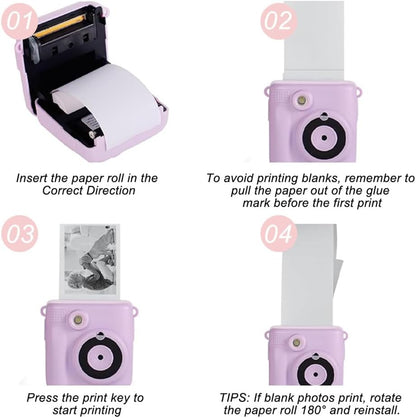 Thermal Print Camera Paper Rolls Thermal Paper for Kids Camera Refill Print Paper 12 Rolls White Printing Paper Till Rolls for Credit Card Instant Print Camera