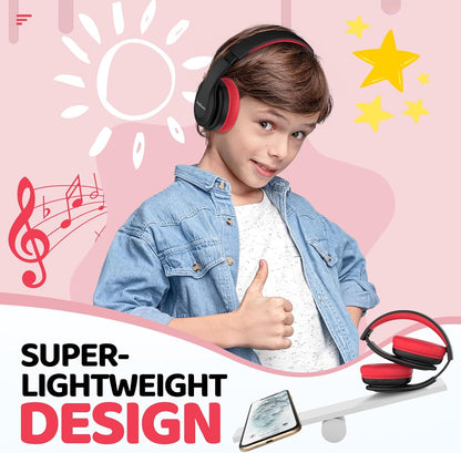 Kids Bluetooth Headphones Over-Ear, 60Hrs, Built-In Mic-Black